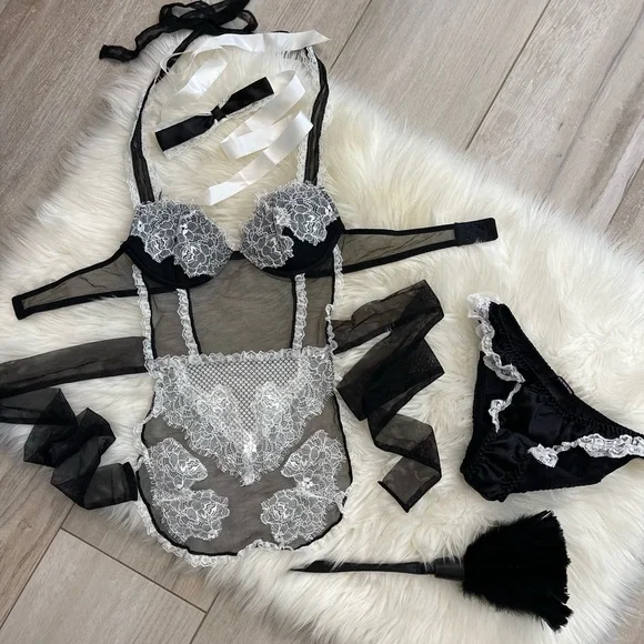 S Complete set Vs Victoria’s Secret sexy little thing french Maid Apron costume - Picture 7 of 17